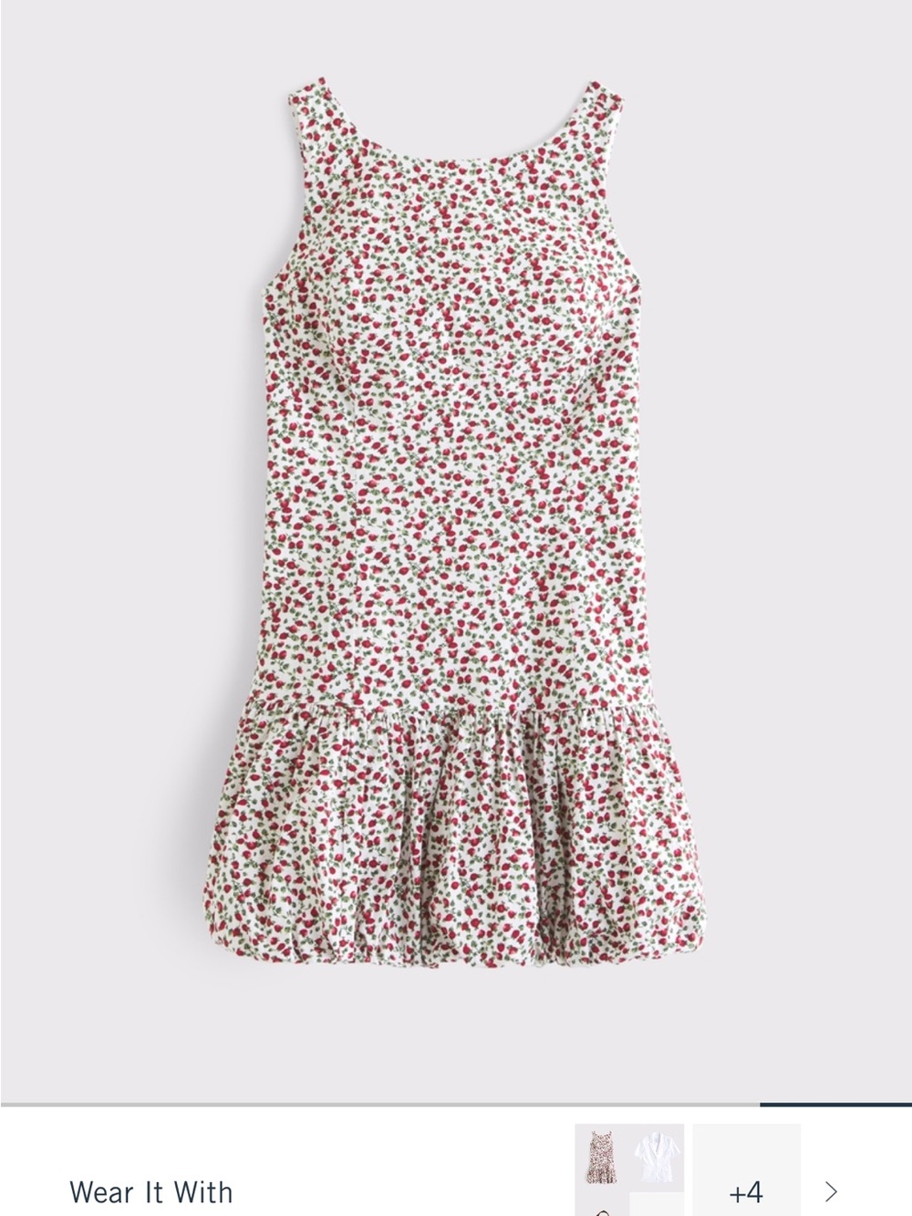 Abercrombie White Mini Dress with Red Floral Print